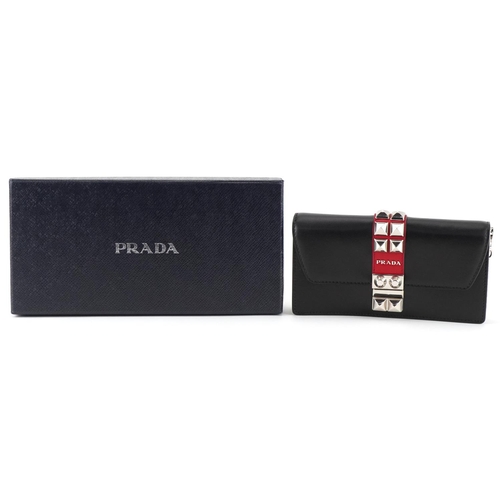 Prada, ladies black and red leather Prada Elektra mini crossbody bag with box and authenticity cards numbered 1ZH061, 18.5cm wide