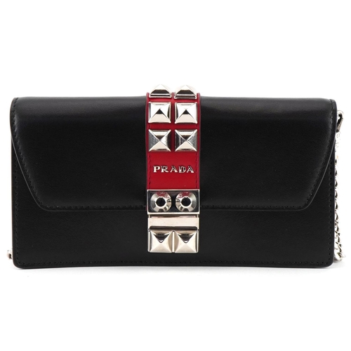 389 - Prada, ladies black and red leather Prada Elektra mini crossbody bag with box and authenticity cards... 