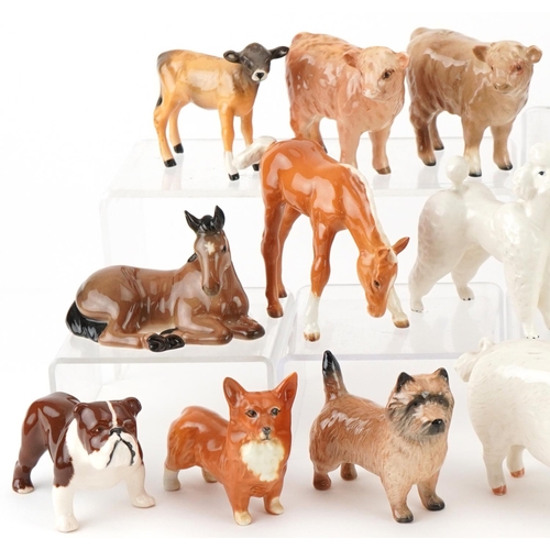 1054 - Collection of Beswick animals including cows, dogs and horses, the largest 17cm in length