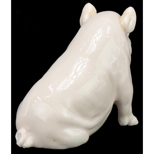 196 - Victorian Belleek porcelain model of a pig, 8cm high