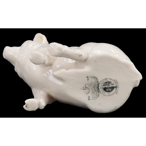 196 - Victorian Belleek porcelain model of a pig, 8cm high