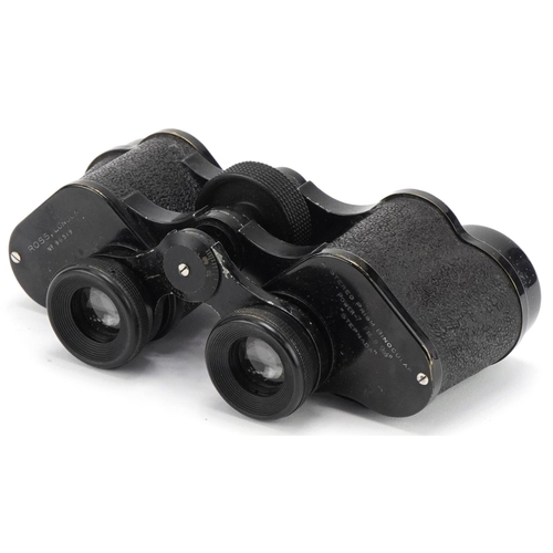 451 - Pair of military interest Ross of London binoculars numbered 96519 housed in a  leather case