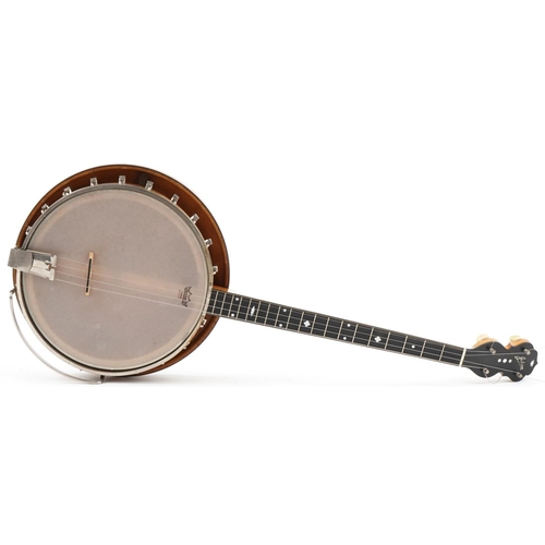 483 - Jedson Remo banjo in Grafton protective hard case, 85cm in length