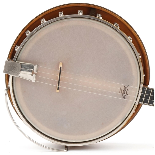 483 - Jedson Remo banjo in Grafton protective hard case, 85cm in length