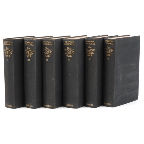 Military interest Winston Churchill The Second World War in six volumes, Cassell & Company Limited, London, presented to Wing Commander J M P Adams Royal Air Force