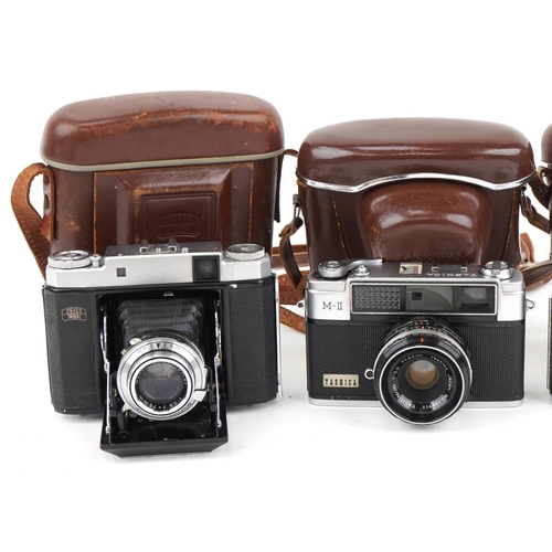 456 - Vintage cameras including Yashica and Kodak including a folding examples