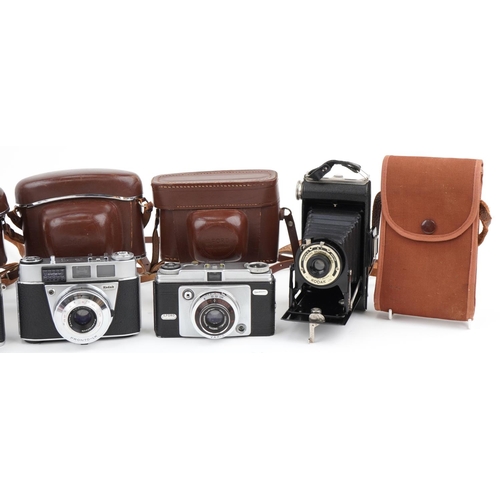 456 - Vintage cameras including Yashica and Kodak including a folding examples