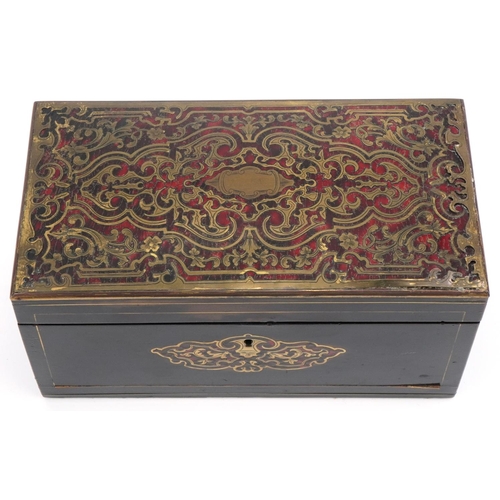 131 - Victorian Boulle work tea caddy, 12cm H x 24cm W x 13cm D