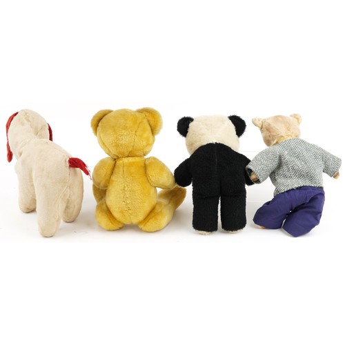 609 - Four vintage teddy bears including two golden teddy bears, one with jointed limbs, the largest 40cm ... 