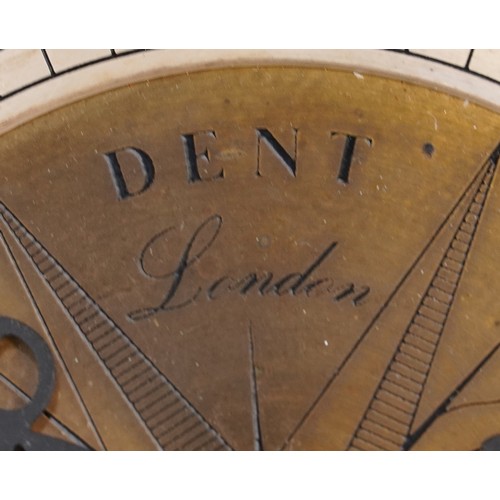 86 - Dent of London rolling drum mystery gravity plane clock with bronze base, numbered 147, the base 73c... 