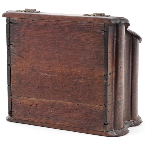 133 - Antique oak writing box in the form of a Dutch chest with two drawers, 30cm H x 36cm W x 22cm D