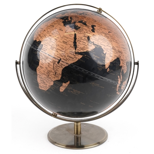 1174 - Contemporary brass framed black 30cm table globe