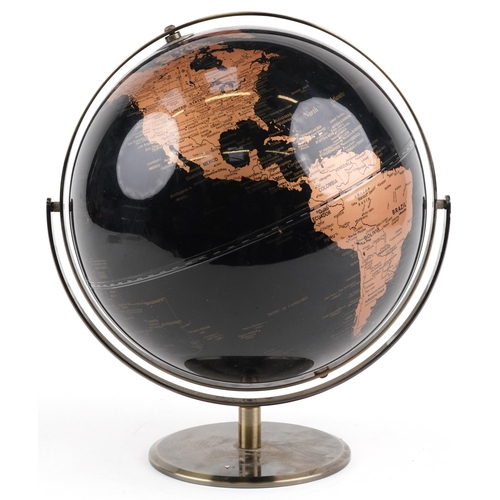 1174 - Contemporary brass framed black 30cm table globe