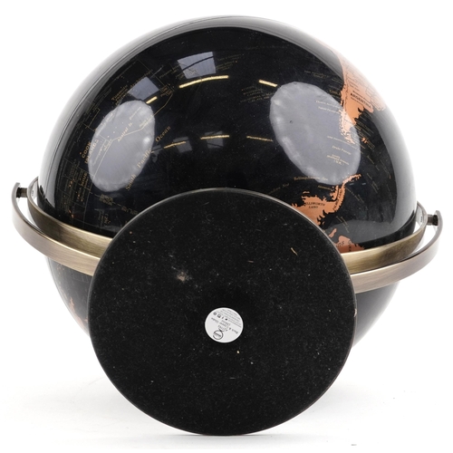 1174 - Contemporary brass framed black 30cm table globe