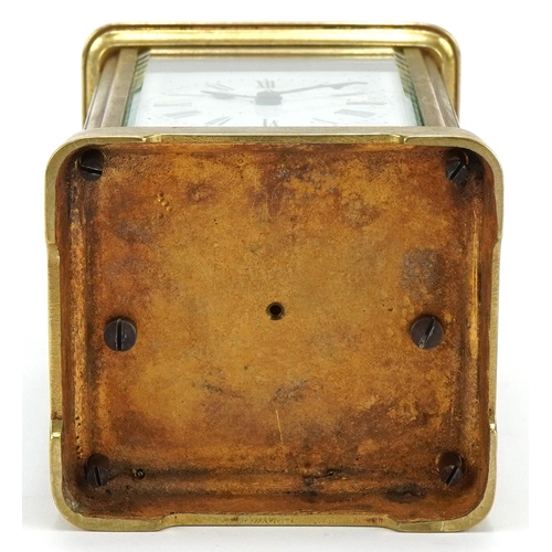 90 - Dent of London brass carriage clock with French movement E.G.L. Paris, 11cm high