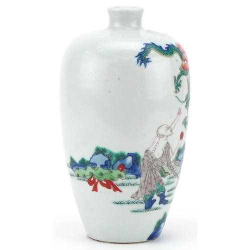 75 - Chinese porcelain vase hand painted with a gentleman picking fruit from a tree, character mark to th... 