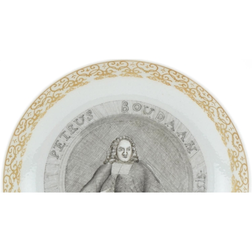 74 - Chinese porcelain plate decorated with a European religious gentleman, 20cm in diameter