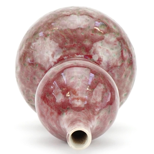 426 - Chinese porcelain sang de boeuf glazed onion shaped vase, 22cm high