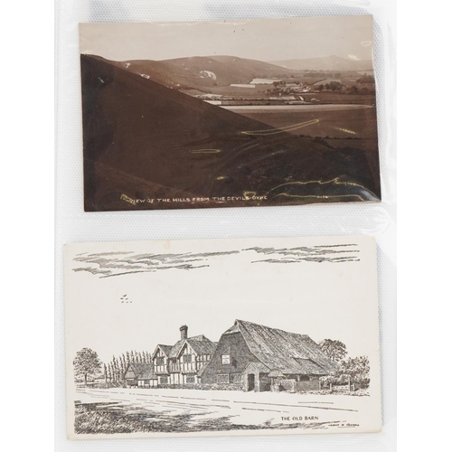 1312 - Album of postcards, some photographic, including Devil's Dyke, Brighton, sweetheart cards including ... 