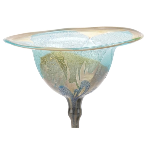 38 - Vera Walther abstract glass stem vase a similar glass dish, etched marks to the base, the largest 22... 