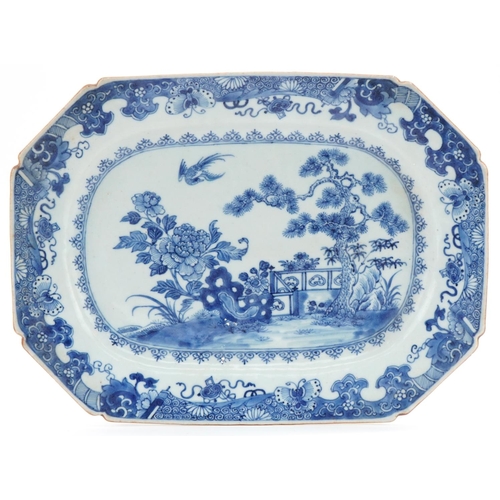 65 - 18th century Chinese porcelain plate hand painted in the Willow pattern, 33cm in diameter