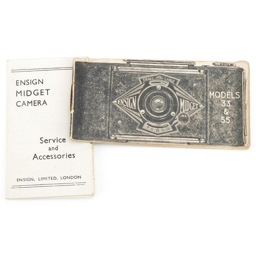 459 - Boxed Ensign Midget camera, 9.5cm in diameter