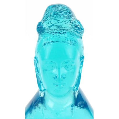 431 - Chinese blue glass lady sculpture, 26cm high