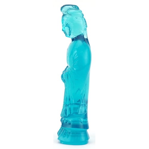 431 - Chinese blue glass lady sculpture, 26cm high