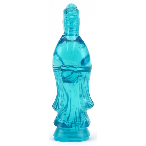 431 - Chinese blue glass lady sculpture, 26cm high