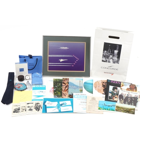 1354 - Concorde and BOAC memorabilia including Concorde/Red Arrows/QE2 picture and Concorde travel clock by... 