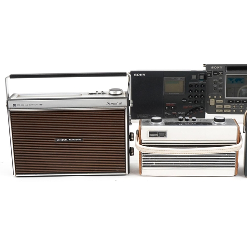 1138 - Five vintage radios including Sony World Band receiver ICF-SWFF and Robert's Rambler