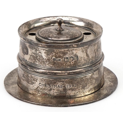 2456 - John Grinsell & Sons, Victorian silver inkwell, 10cm in diameter, 193.3g