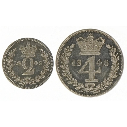 1235 - Two Victorian silver Maundy coins a twopence dated 1845 and fourpence dated 1846