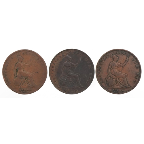 1256 - Three Victorian pennies dates 1848, 1854 and 1857