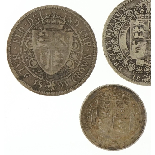 1229 - Five Victorian silver coins comprising three half crowns and two one shillings