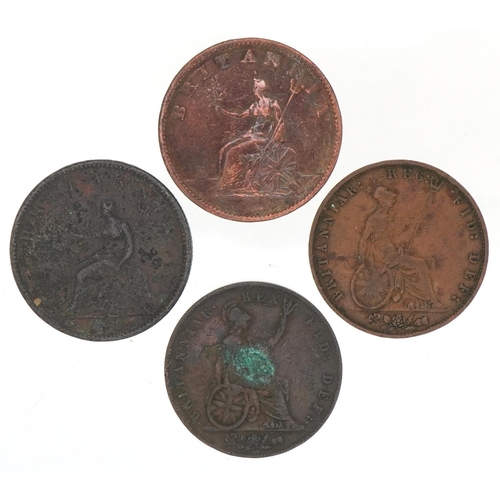 1251 - Four 19th century half pennies to include George III, George V and Queen Victoria