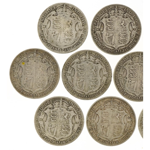 1238 - Thirteen pre 1920 silver half crowns, 179.6g