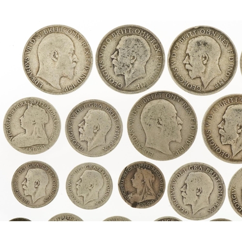 1241 - Pre 1920 silver florins, shillings, sixpences and silver threepences, 151.9g