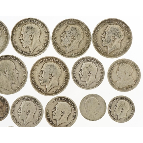 1241 - Pre 1920 silver florins, shillings, sixpences and silver threepences, 151.9g