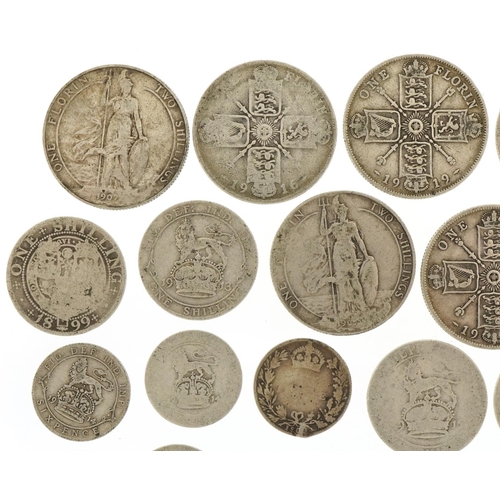 1241 - Pre 1920 silver florins, shillings, sixpences and silver threepences, 151.9g