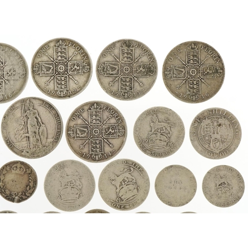 1241 - Pre 1920 silver florins, shillings, sixpences and silver threepences, 151.9g