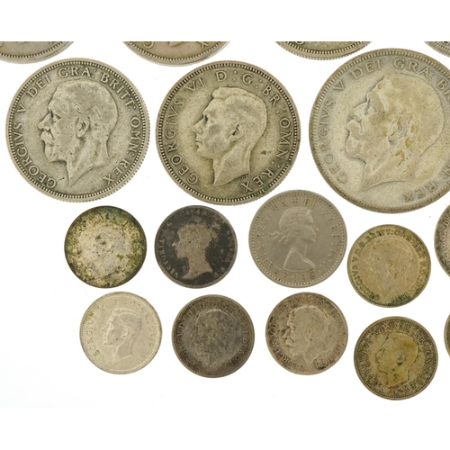 1239 - Pre 1947 silver coinage including florins, sixpences and silver threepenny pieces, 203.3g