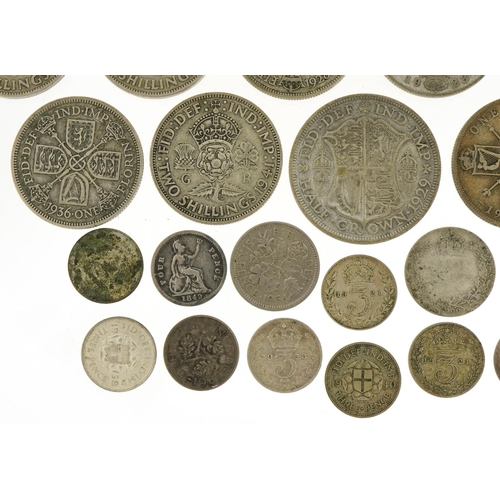 1239 - Pre 1947 silver coinage including florins, sixpences and silver threepenny pieces, 203.3g