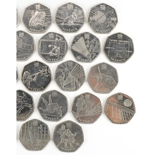 1264 - Twenty nine 2011 Olympic Games fifty pence pieces and one other