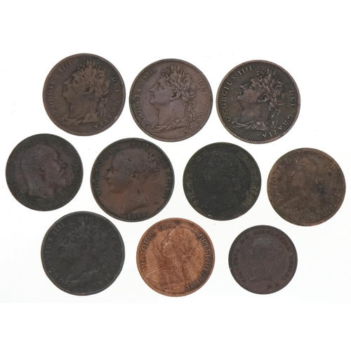 1252 - Ten Georgian and later copper coins, mainly farthings