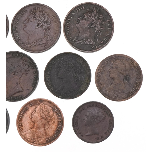 1252 - Ten Georgian and later copper coins, mainly farthings