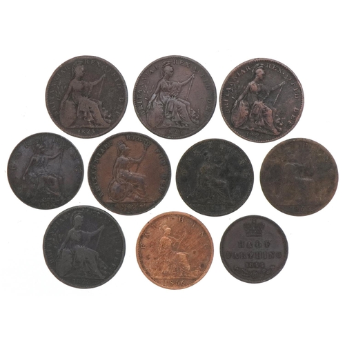 1252 - Ten Georgian and later copper coins, mainly farthings