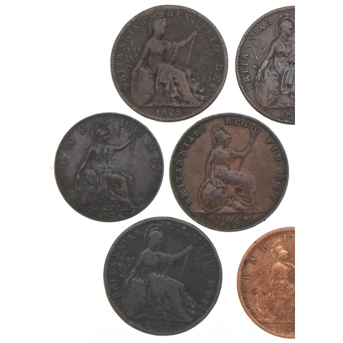 1252 - Ten Georgian and later copper coins, mainly farthings