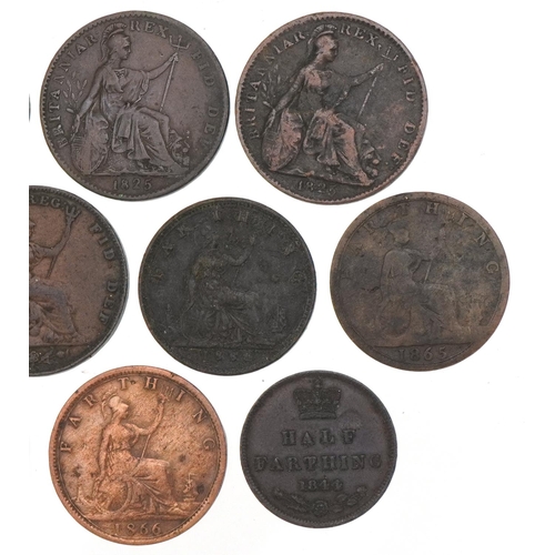 1252 - Ten Georgian and later copper coins, mainly farthings