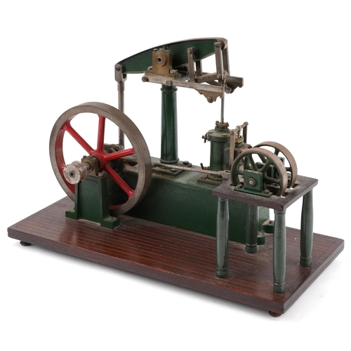 594 - Stuart live steam engine, mounted on a wooden base, 44cm x 22cm